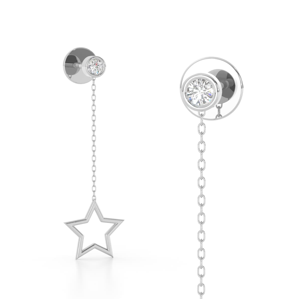 Star Gold Diamond Sui Dhaga Earrings