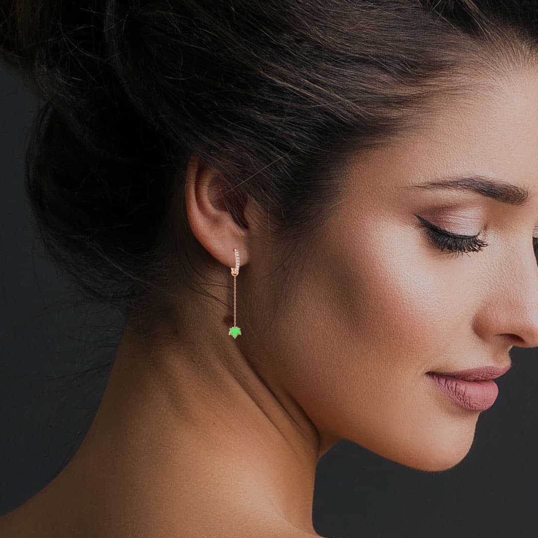 Leaf Gold Diamond Sui Dhaga Earrings