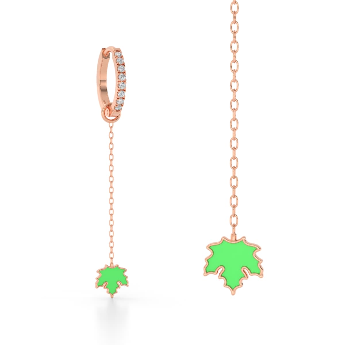 Leaf Gold Diamond Sui Dhaga Earrings