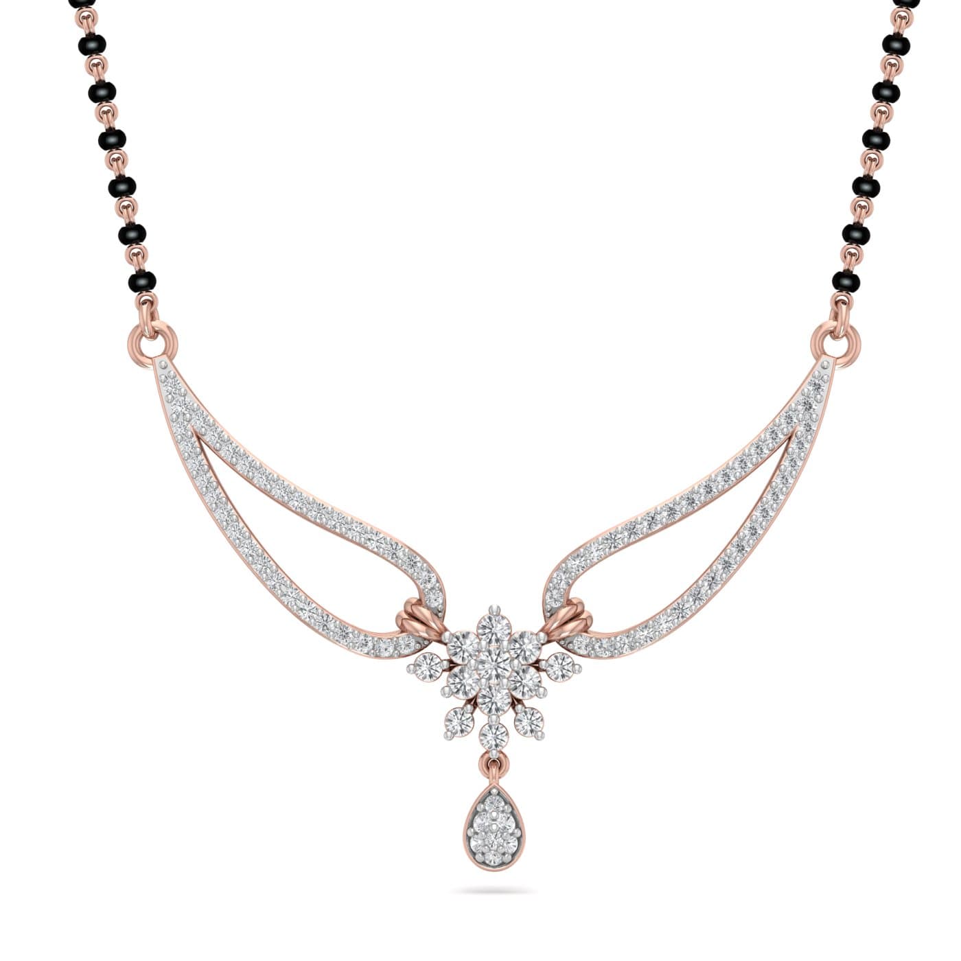 Jhanvi Flowers Design Diamond Mangalsutra