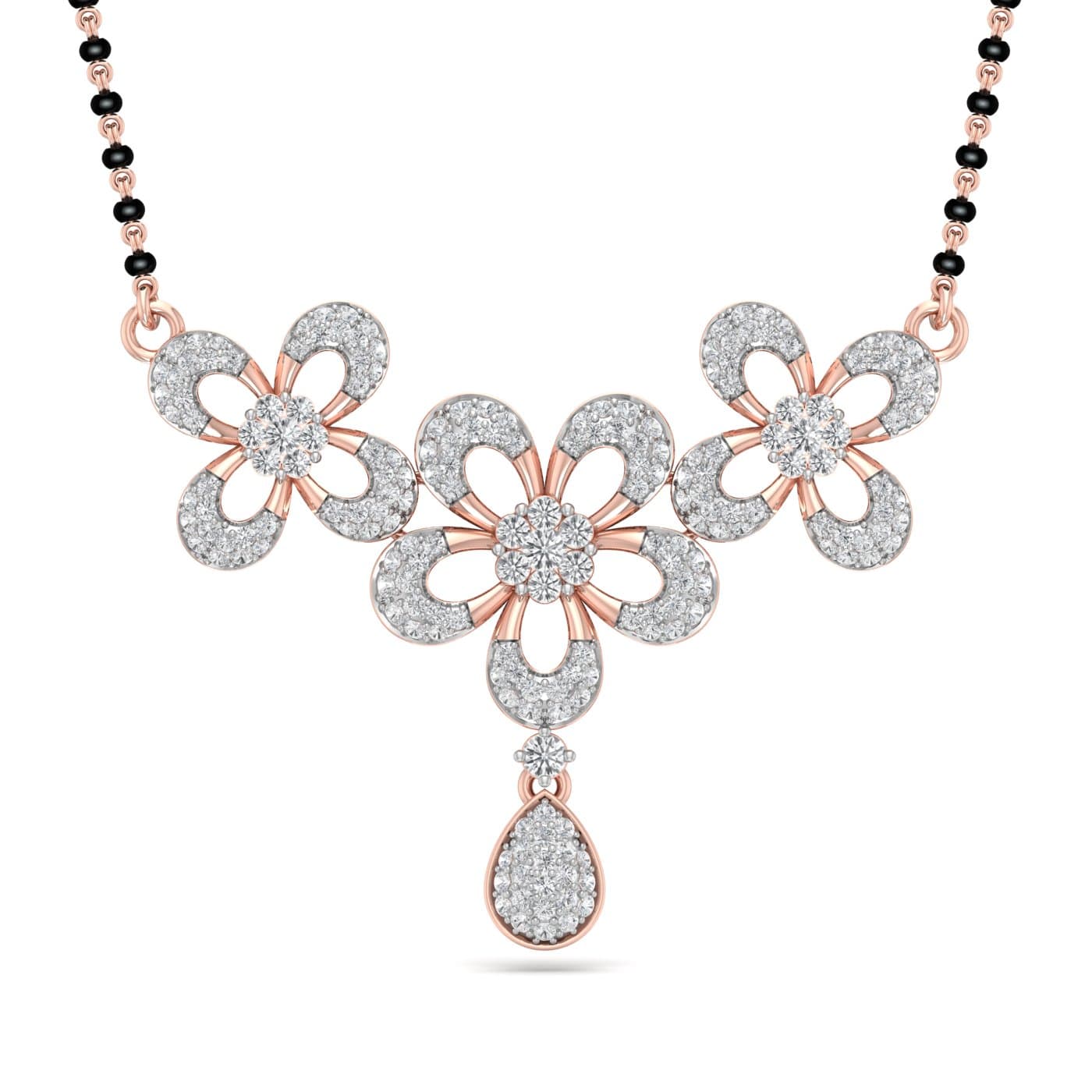 Trio Flowers Modern Design Mangalsutra
