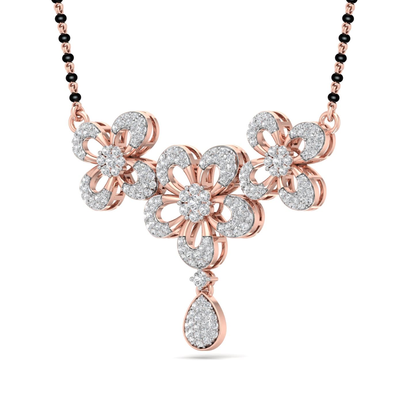 Trio Flowers Modern Design Mangalsutra