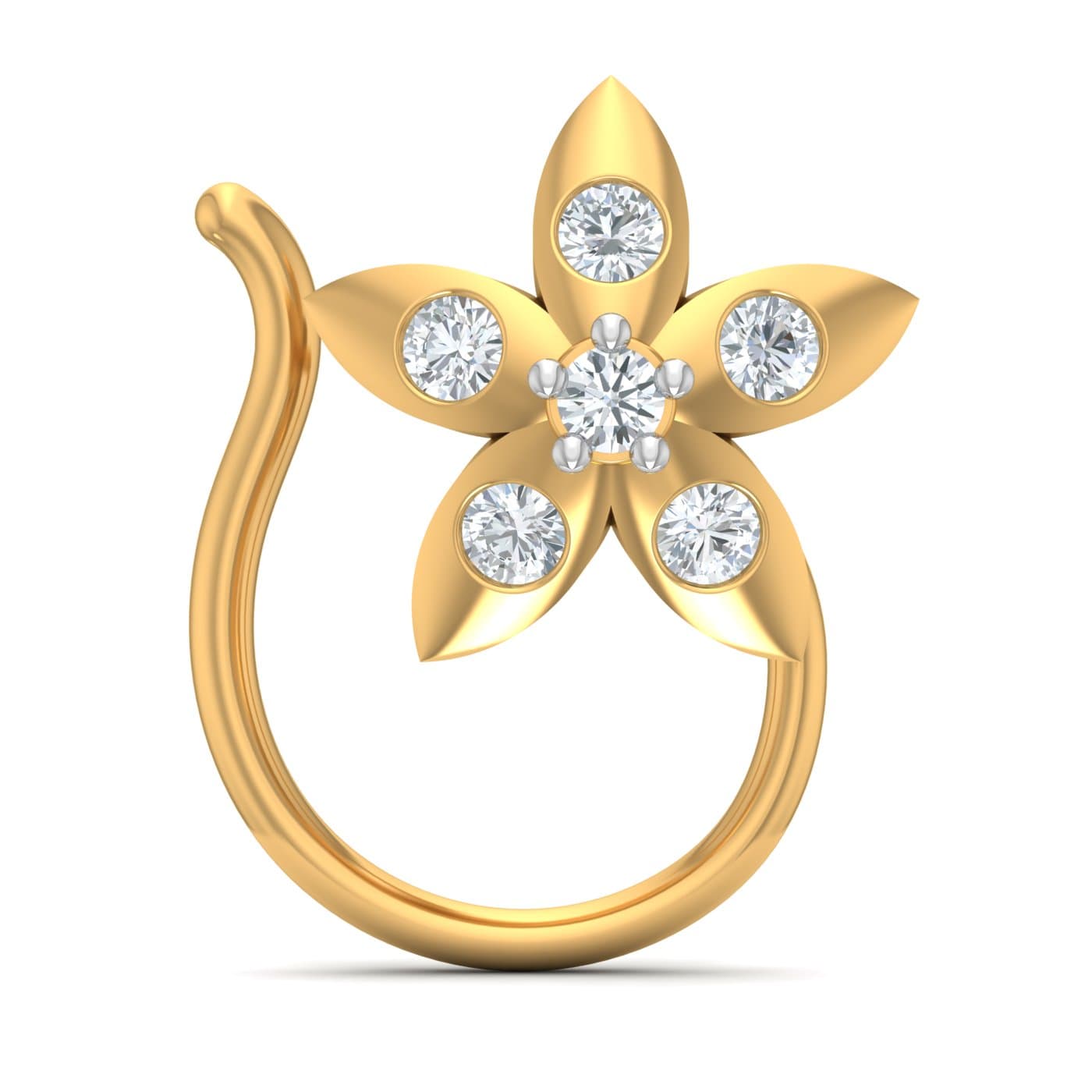 The Three Petal Diamond Nose Pin