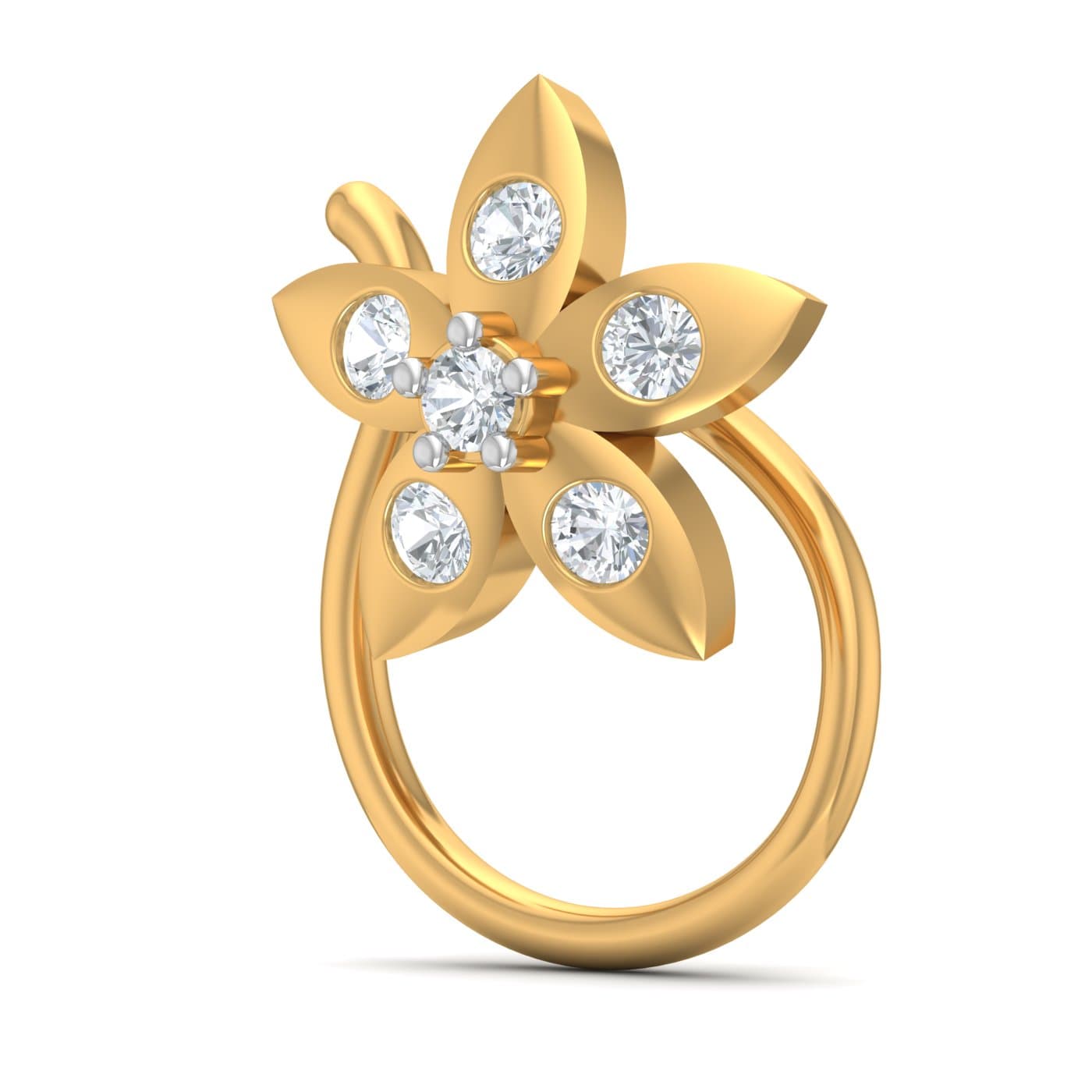 The Three Petal Diamond Nose Pin