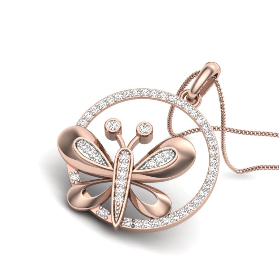 Sparkling Frame Butterfly Pendant