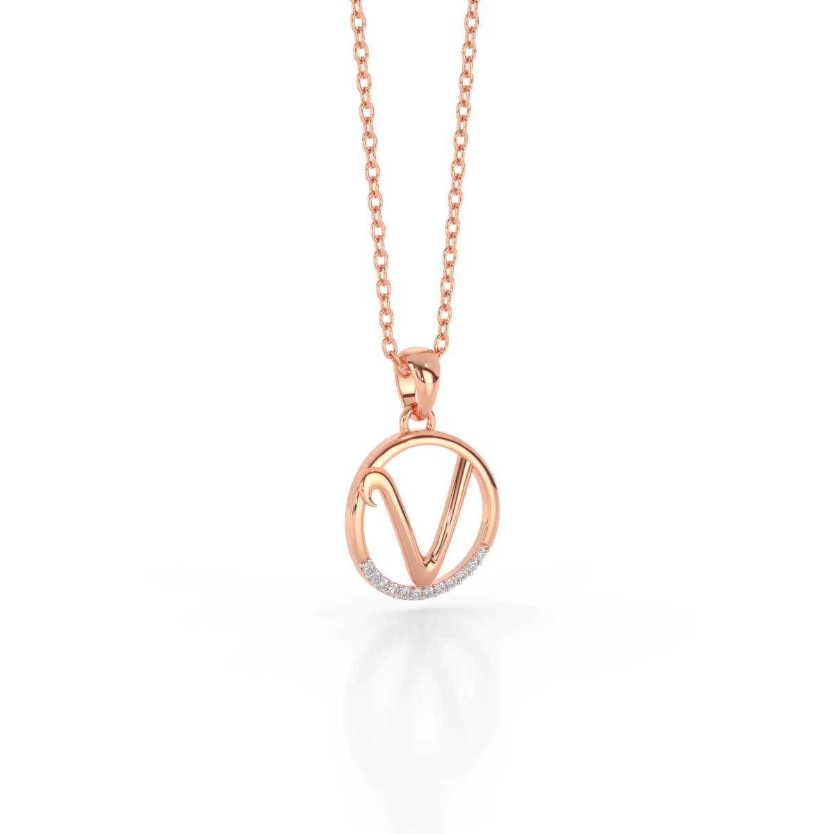 The Initial V Diamond Pendant