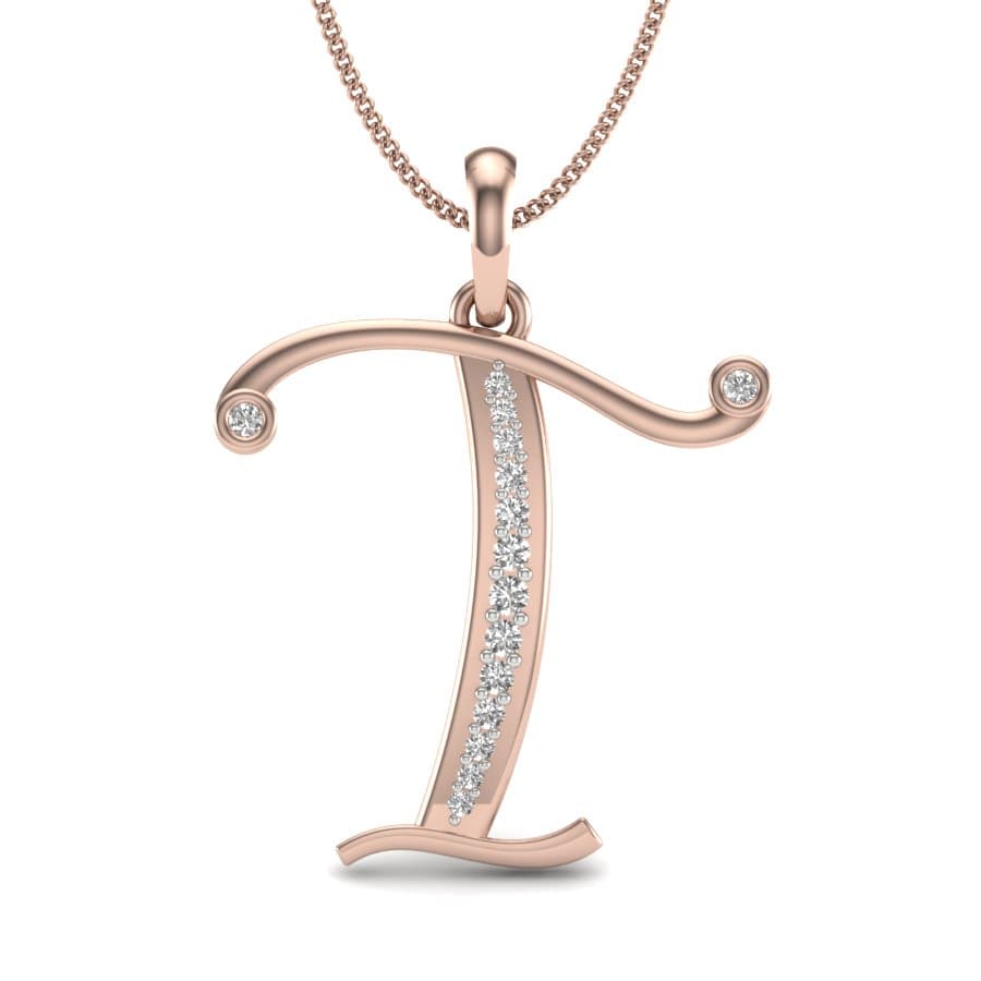 The Initial T Diamond Pendant