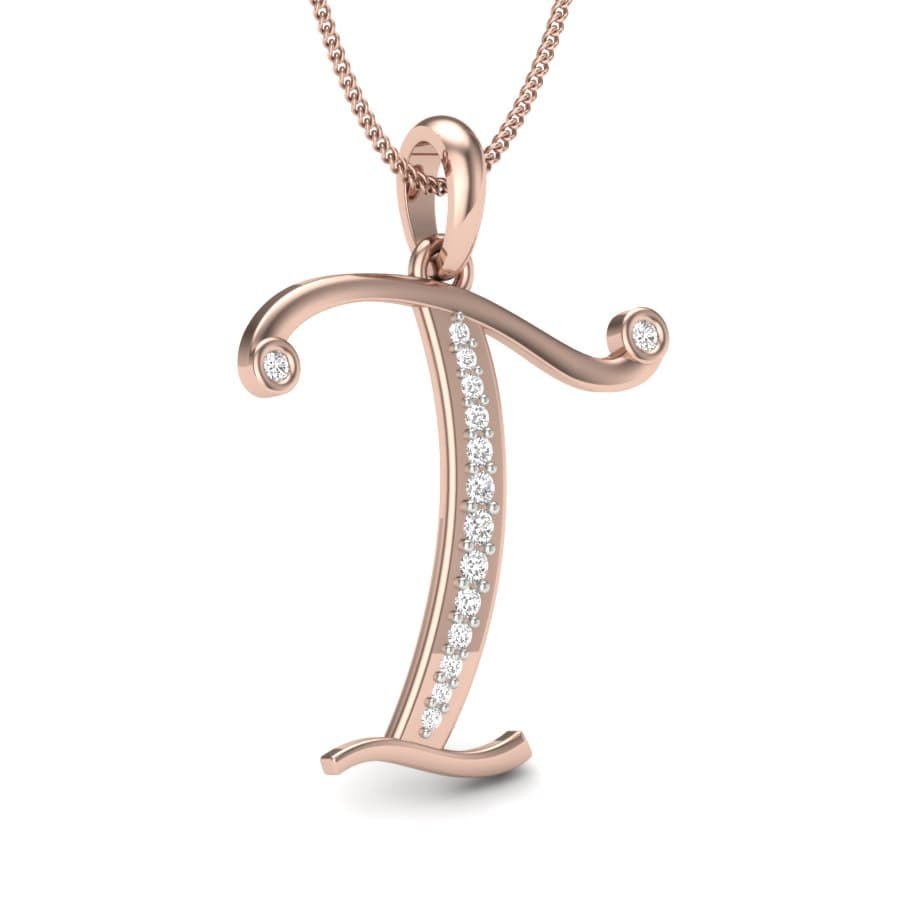 The Initial T Diamond Pendant