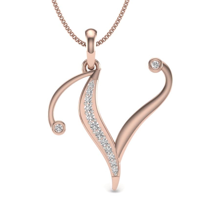 The V Initial Diamond Pendant