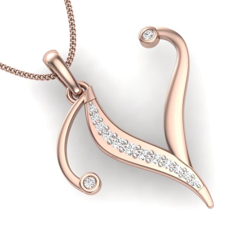 The V Initial Diamond Pendant