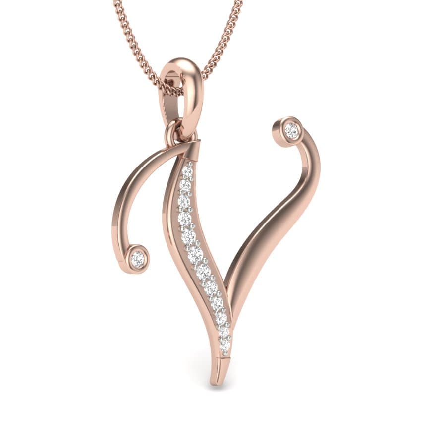 The V Initial Diamond Pendant