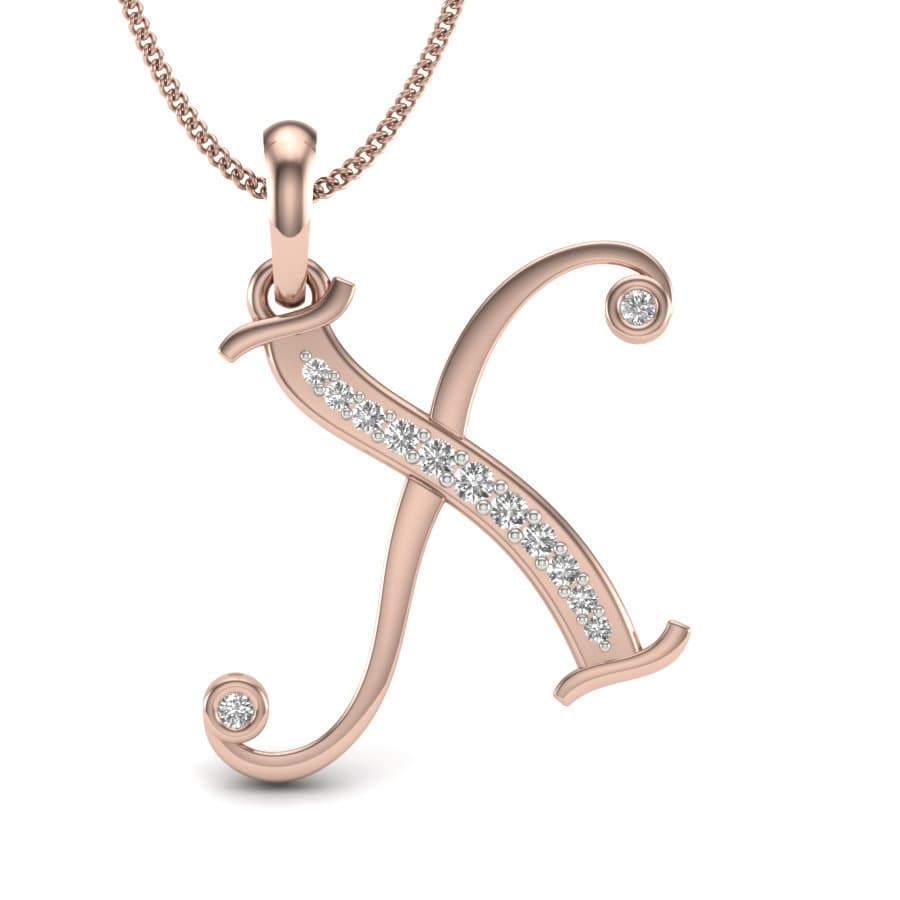 The Initial X Letter Diamond Pendant