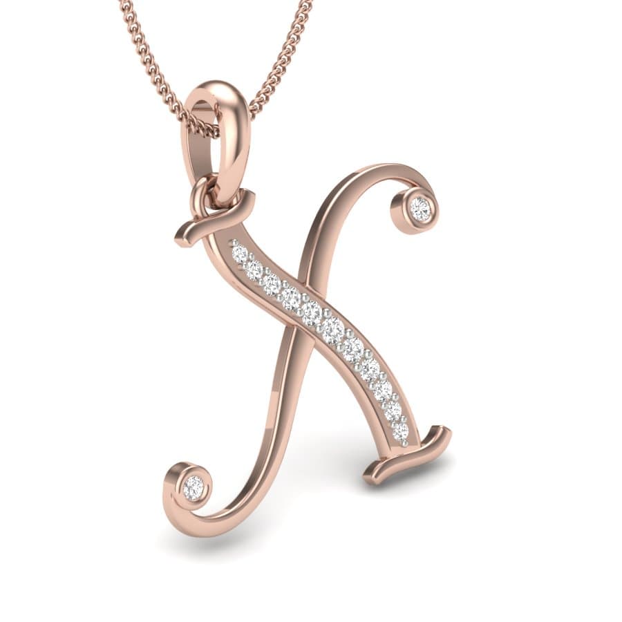 The Initial X Letter Diamond Pendant