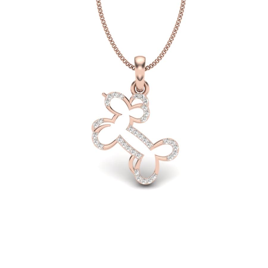 Dog Bone Shape Diamond Pendant