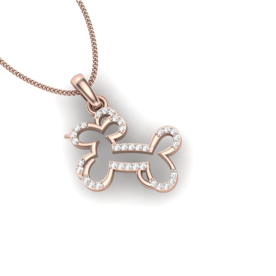 Dog Bone Shape Diamond Pendant