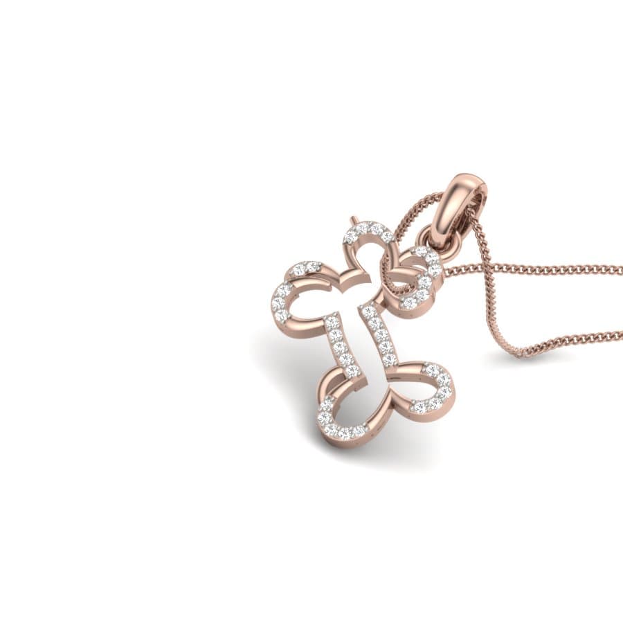 Dog Bone Shape Diamond Pendant