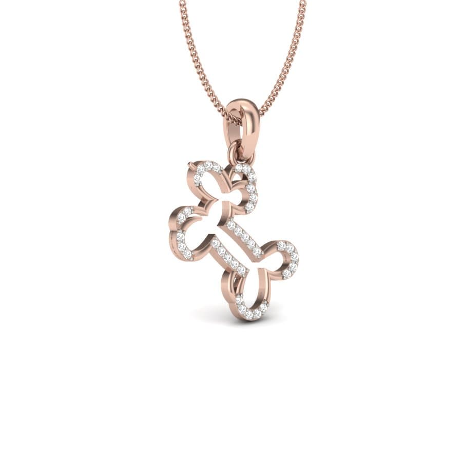 Dog Bone Shape Diamond Pendant