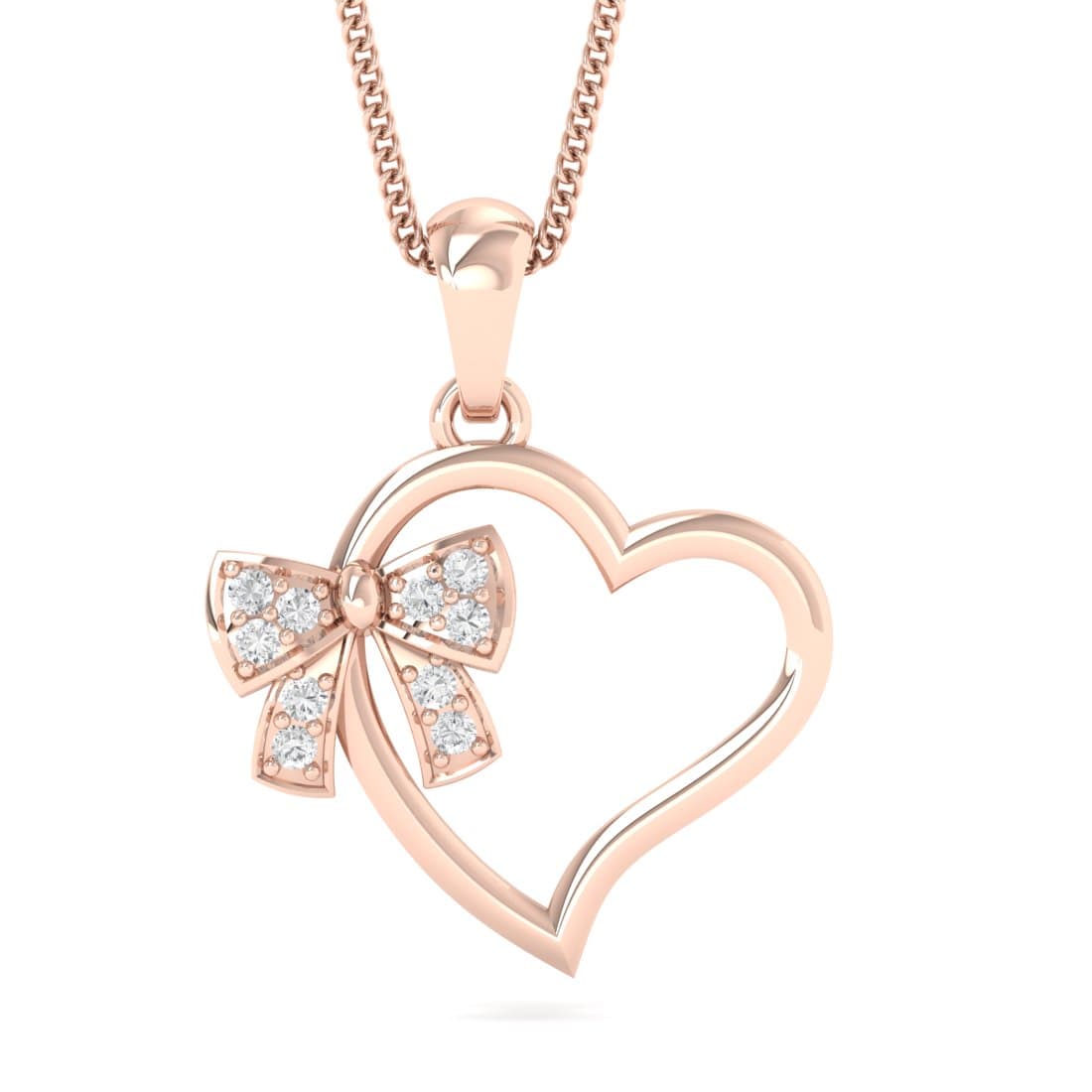Bow Heart Diamond Pendant