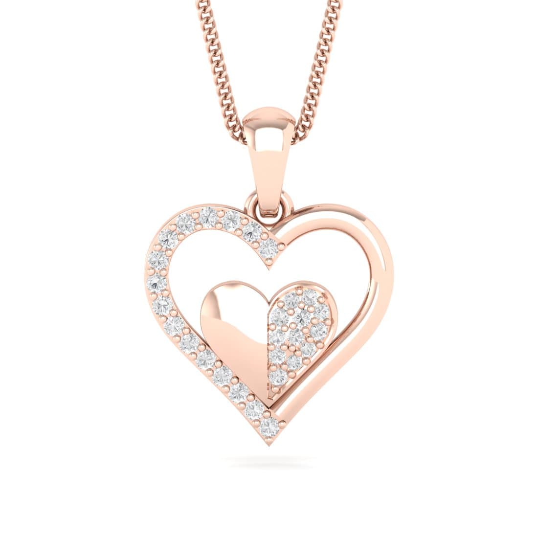 Cluster Heart Diamond Pendant