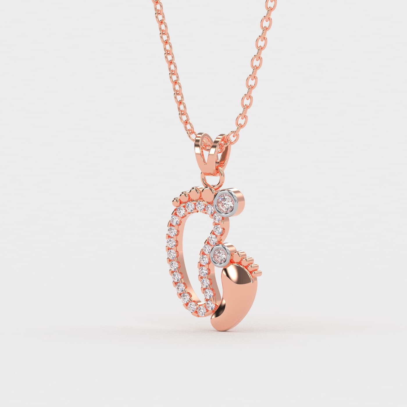 Mother And Baby Footsteps Diamond Pendant