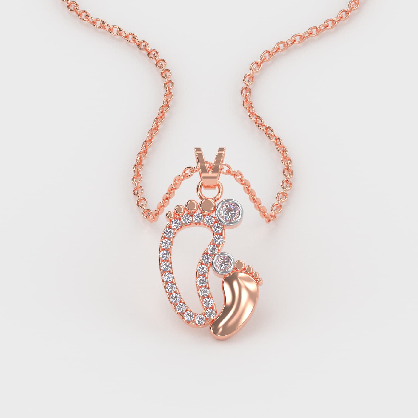 Mother And Baby Footsteps Diamond Pendant