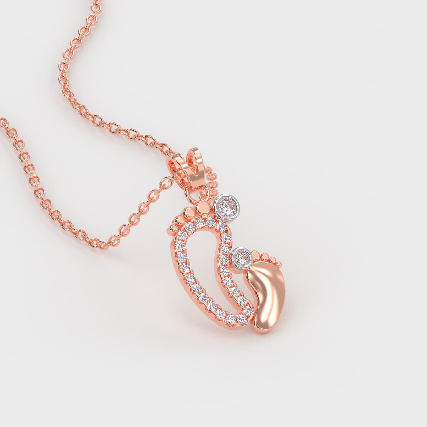 Mother And Baby Footsteps Diamond Pendant