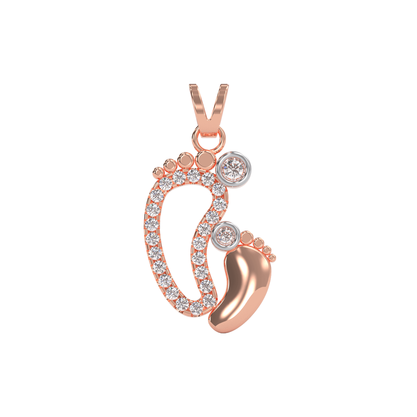 Mother And Baby Footsteps Diamond Pendant