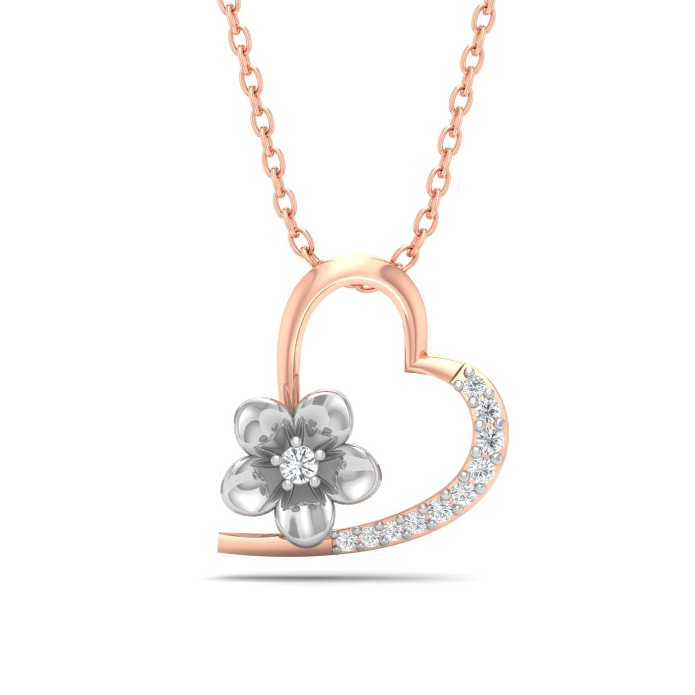 Beautiful Flora Heart Diamond Pendant