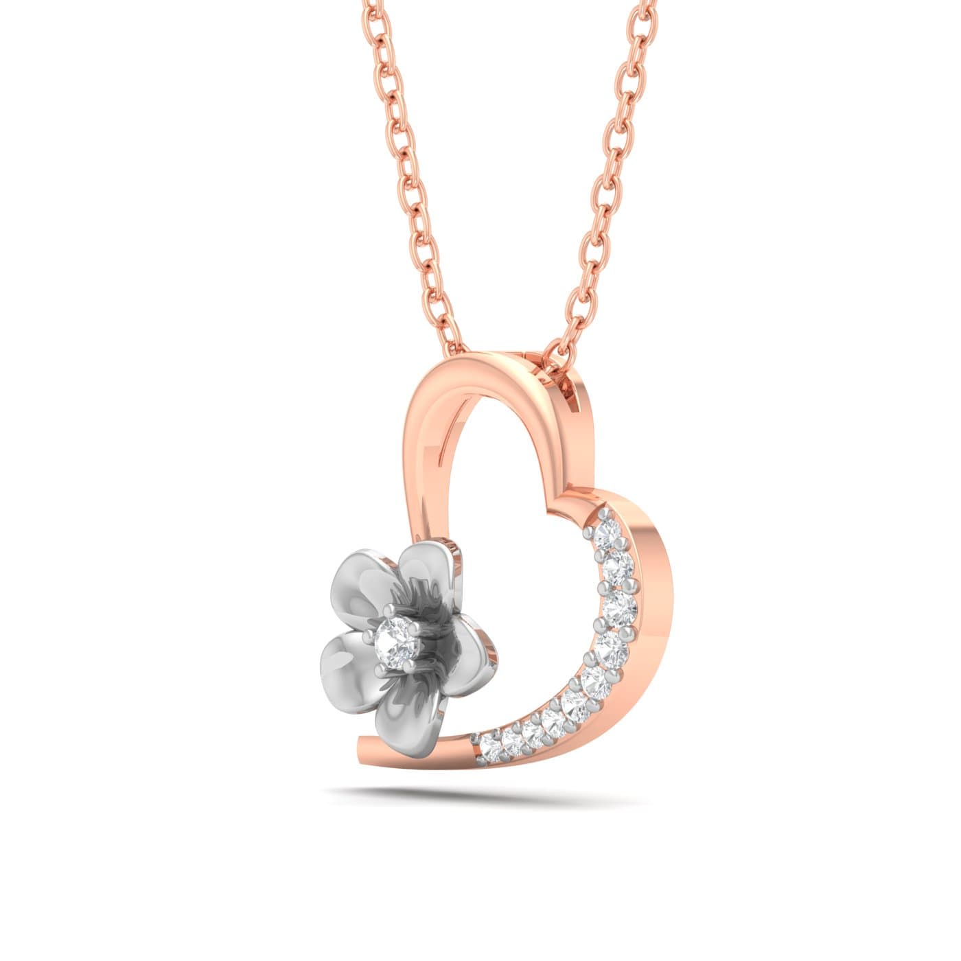 Beautiful Flora Heart Diamond Pendant