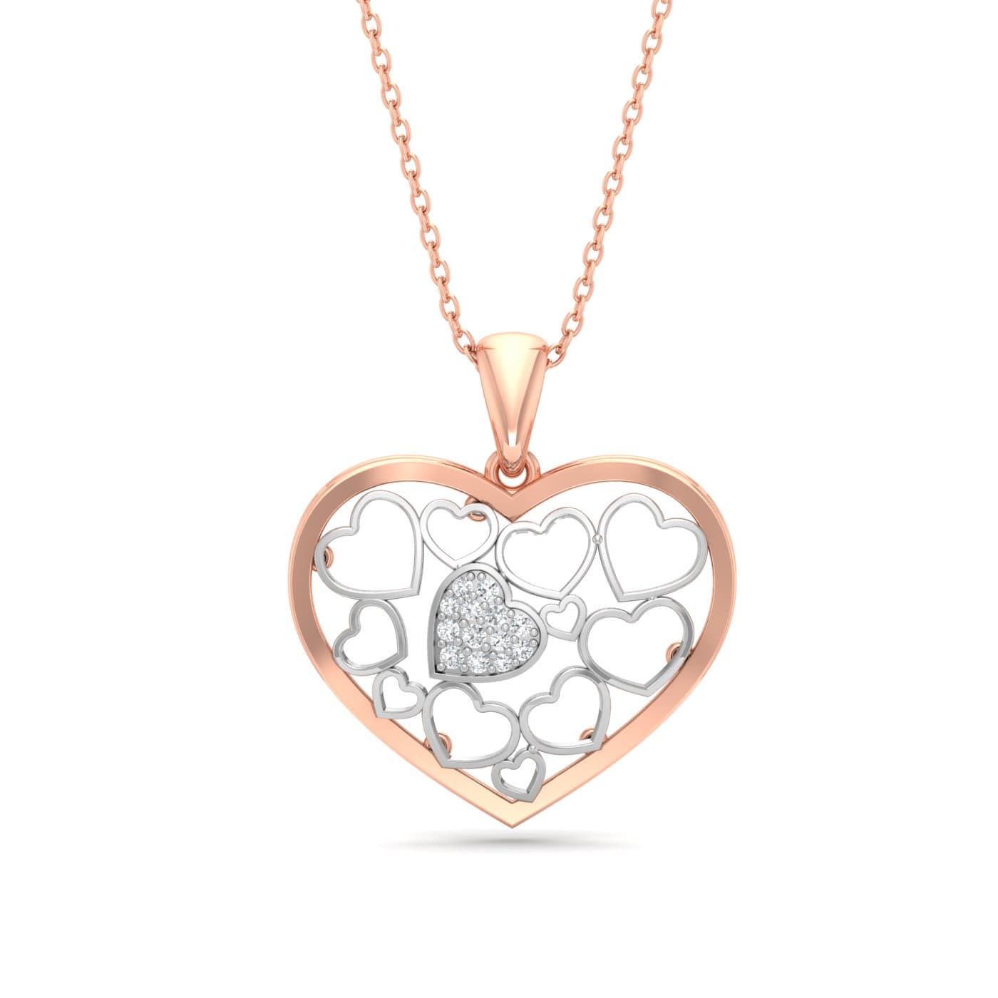 Intricate Cluster Heart Diamond Pendant