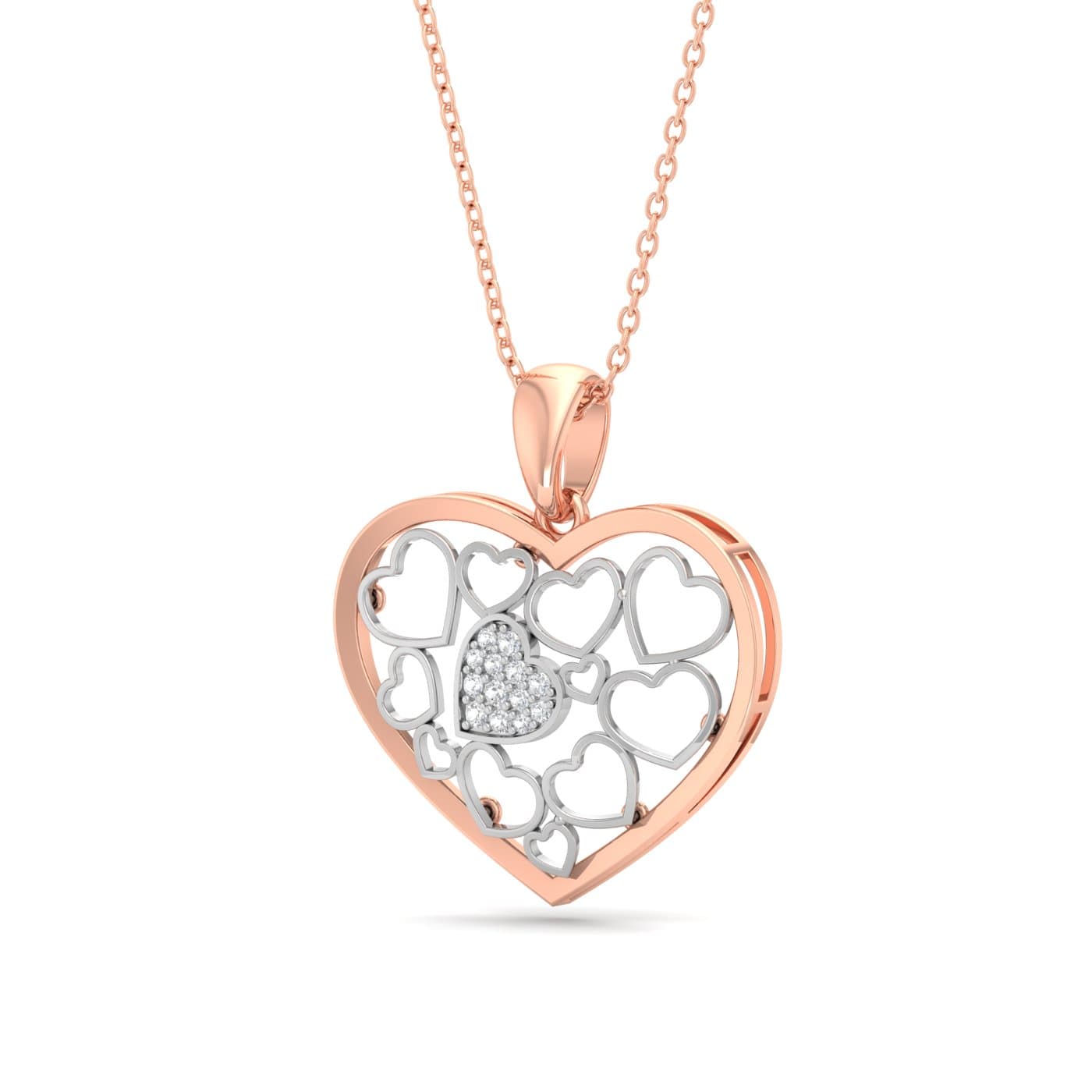 Intricate Cluster Heart Diamond Pendant