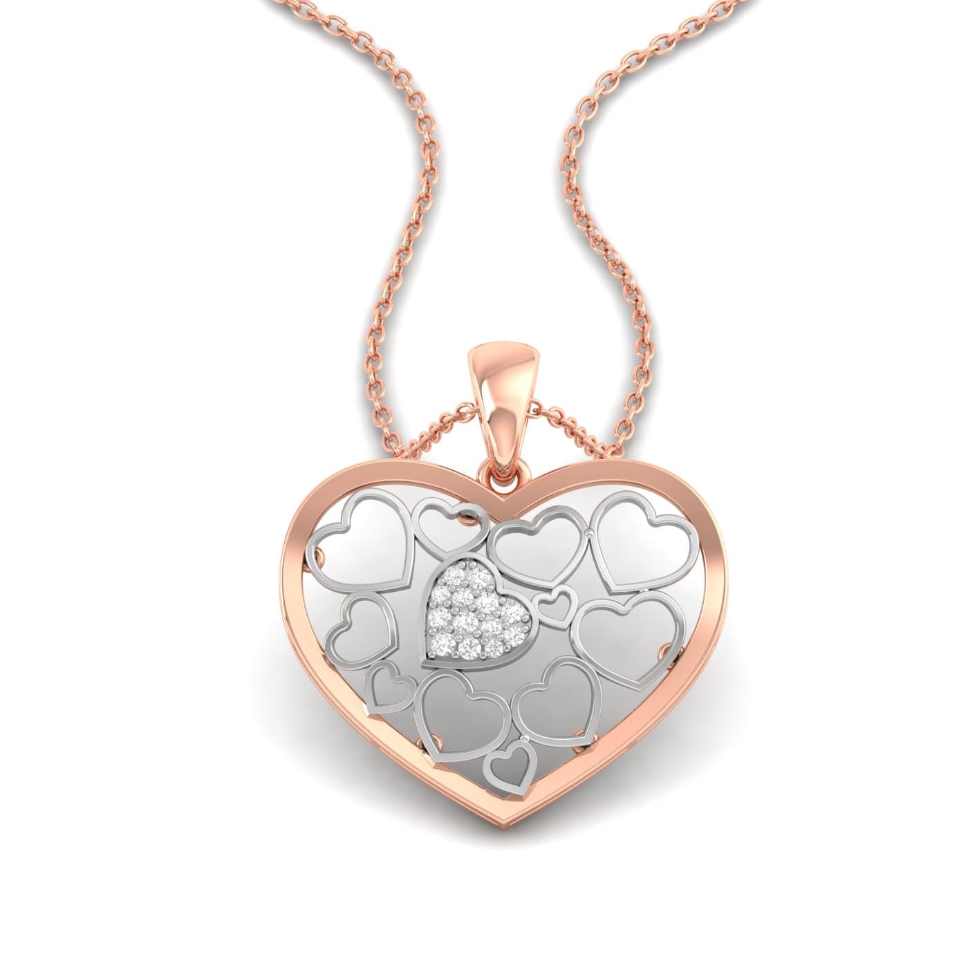 Intricate Cluster Heart Diamond Pendant