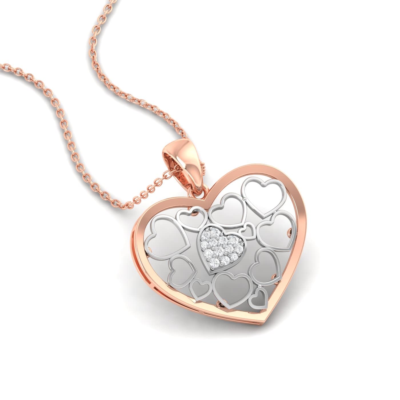 Intricate Cluster Heart Diamond Pendant
