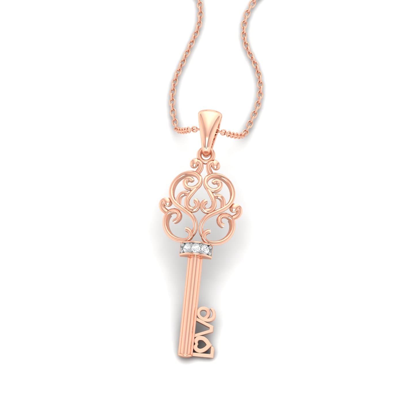 Fancy Key Diamond Pendant