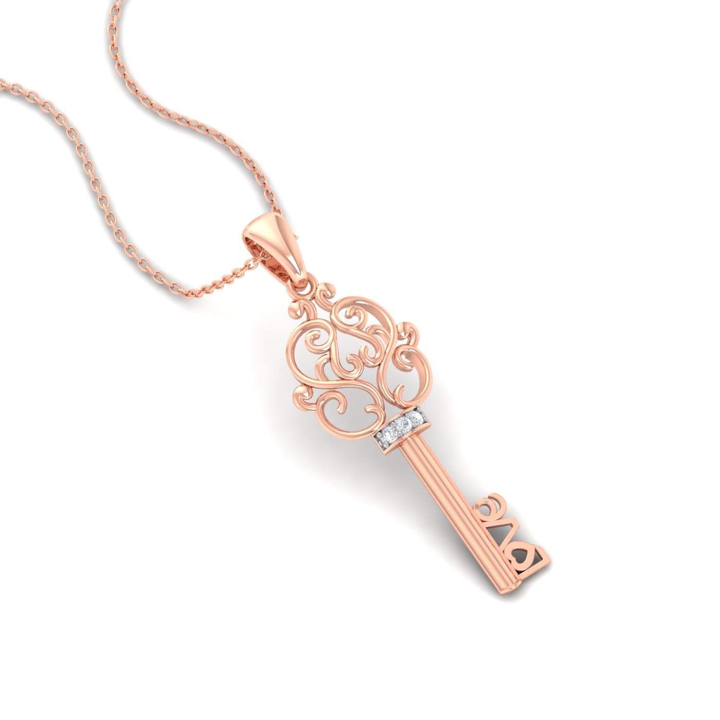 Fancy Key Diamond Pendant