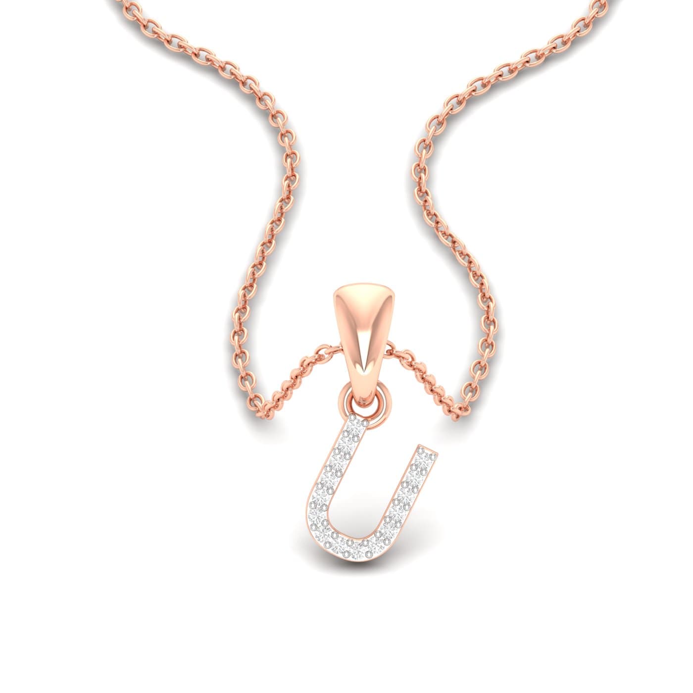 Alphabet U Diamond Pendant