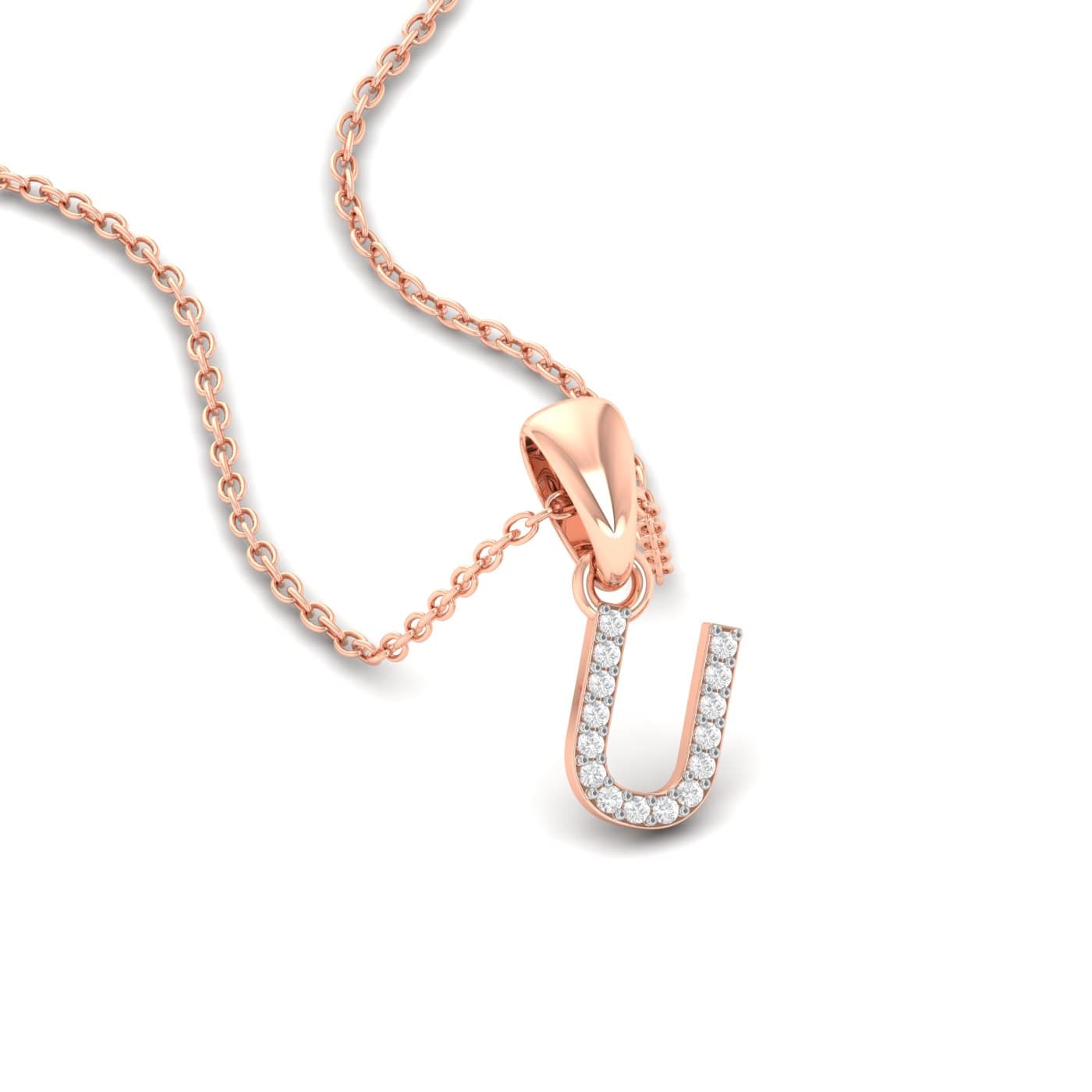 Alphabet U Diamond Pendant