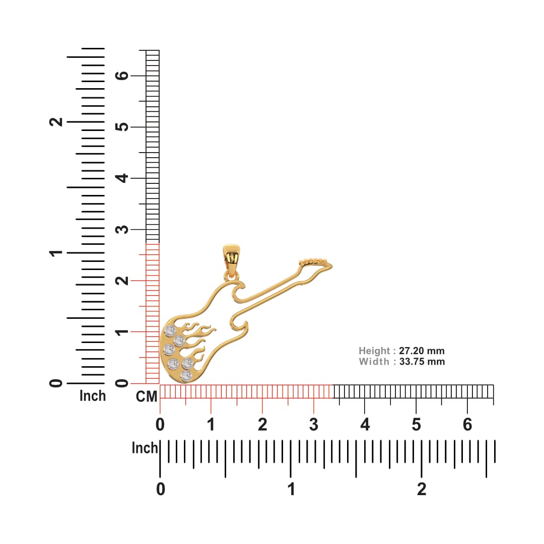 Brio Fire Guitar Gold Pendant