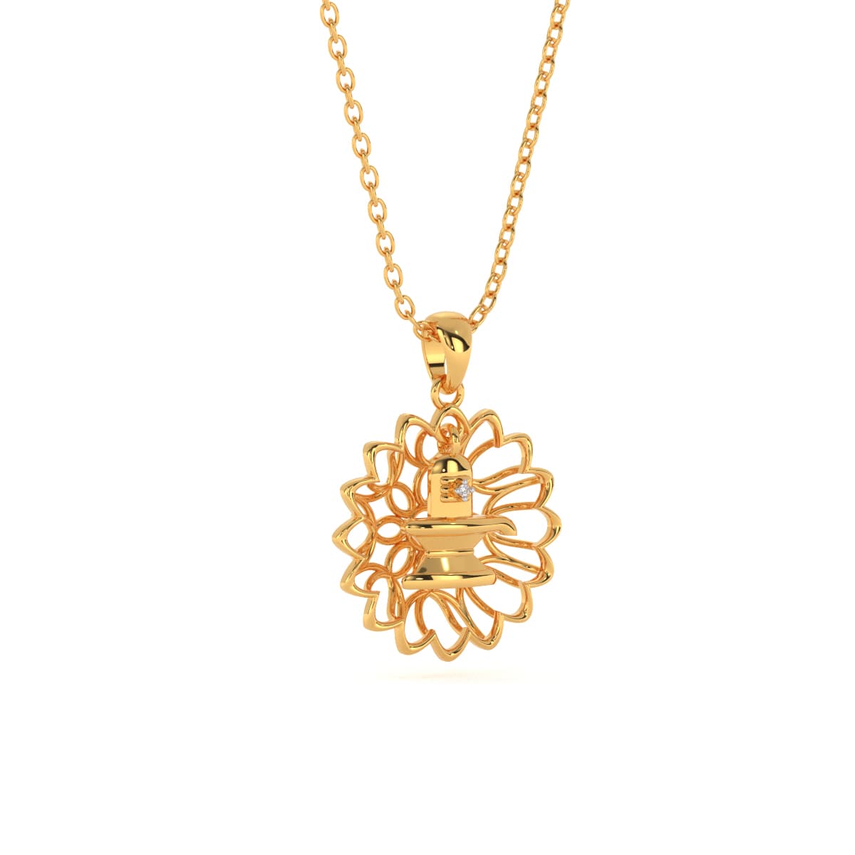 Shivling Diamond Gold Pendant