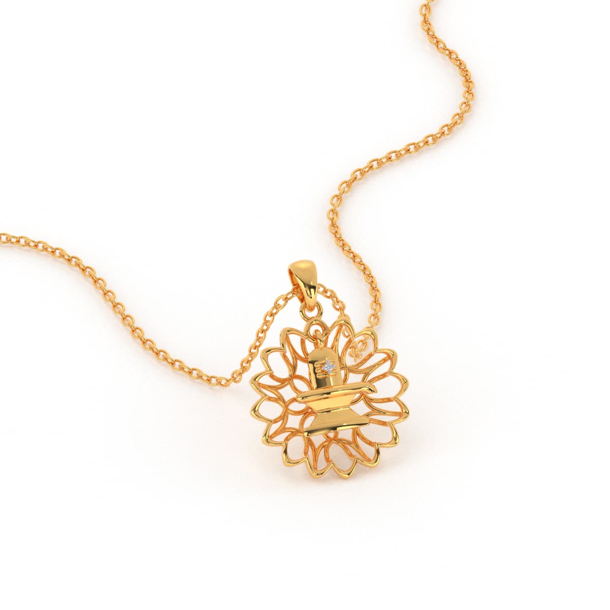 Shivling Diamond Gold Pendant