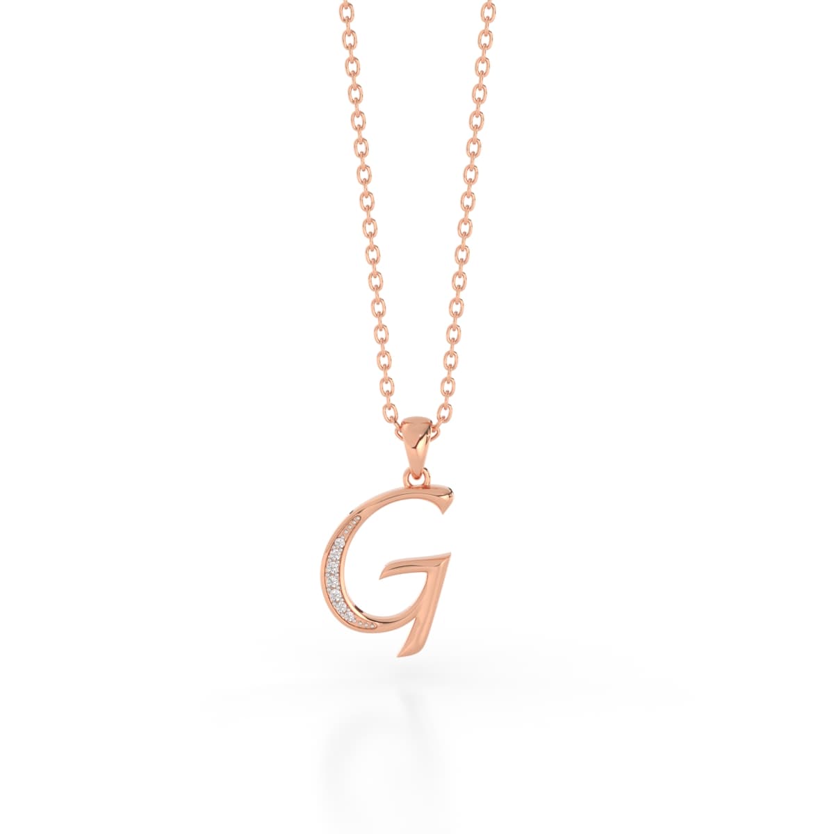 Glittering G Diamond Initial Pendant