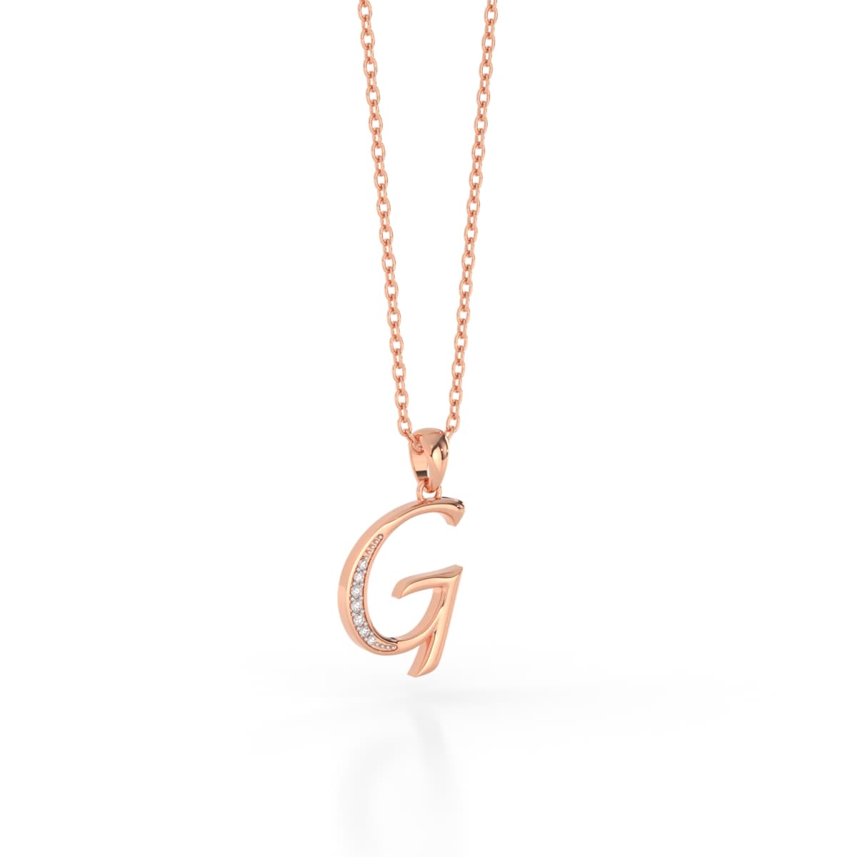 Glittering G Diamond Initial Pendant