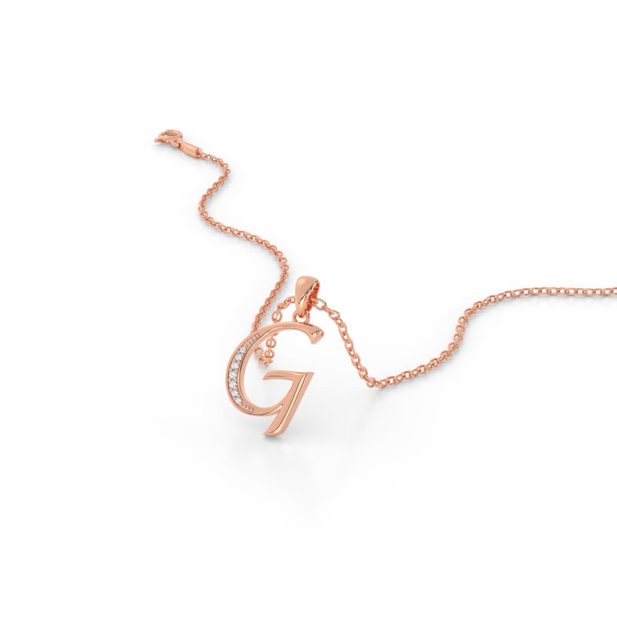 Glittering G Diamond Initial Pendant