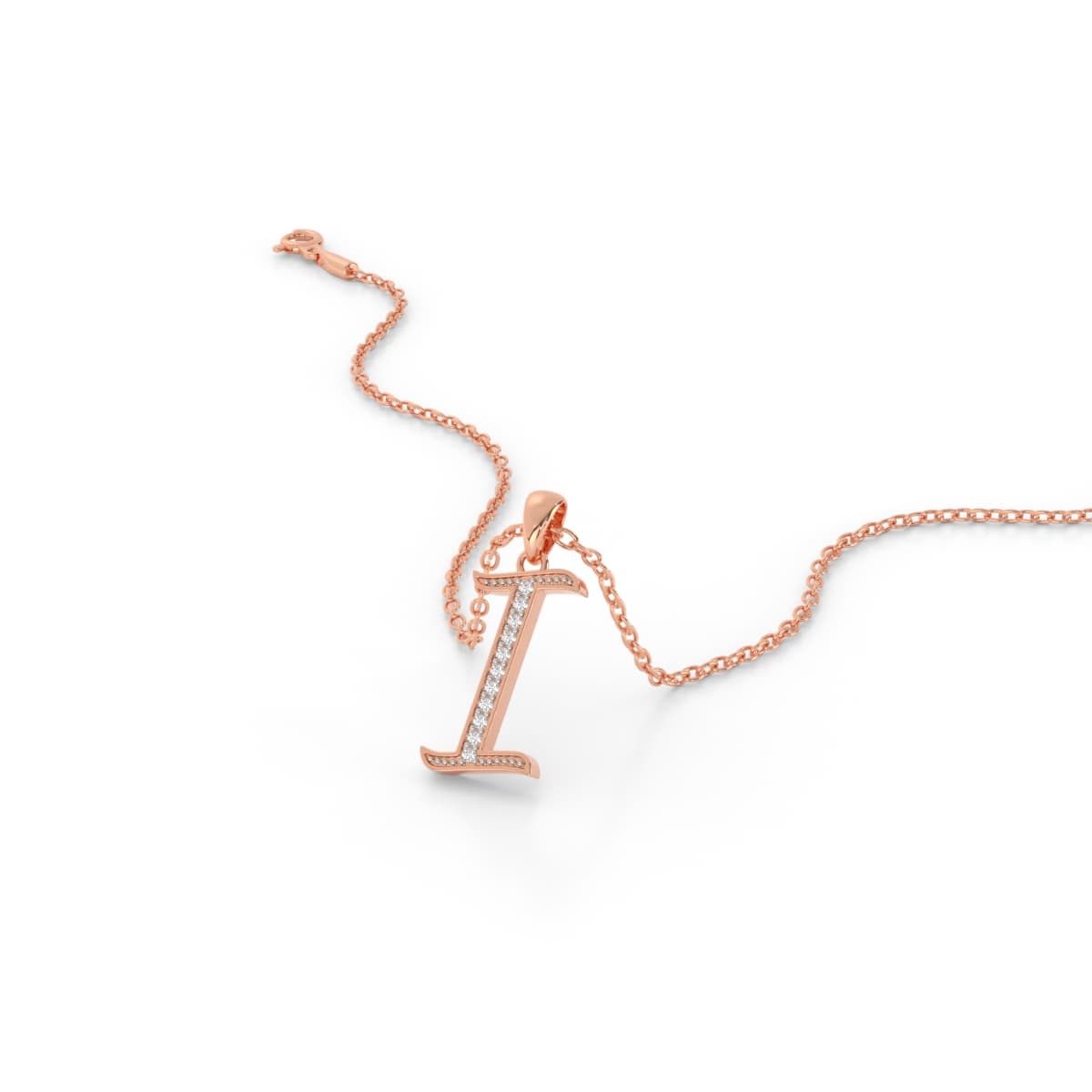 Intricate I Initial Diamond Pendant