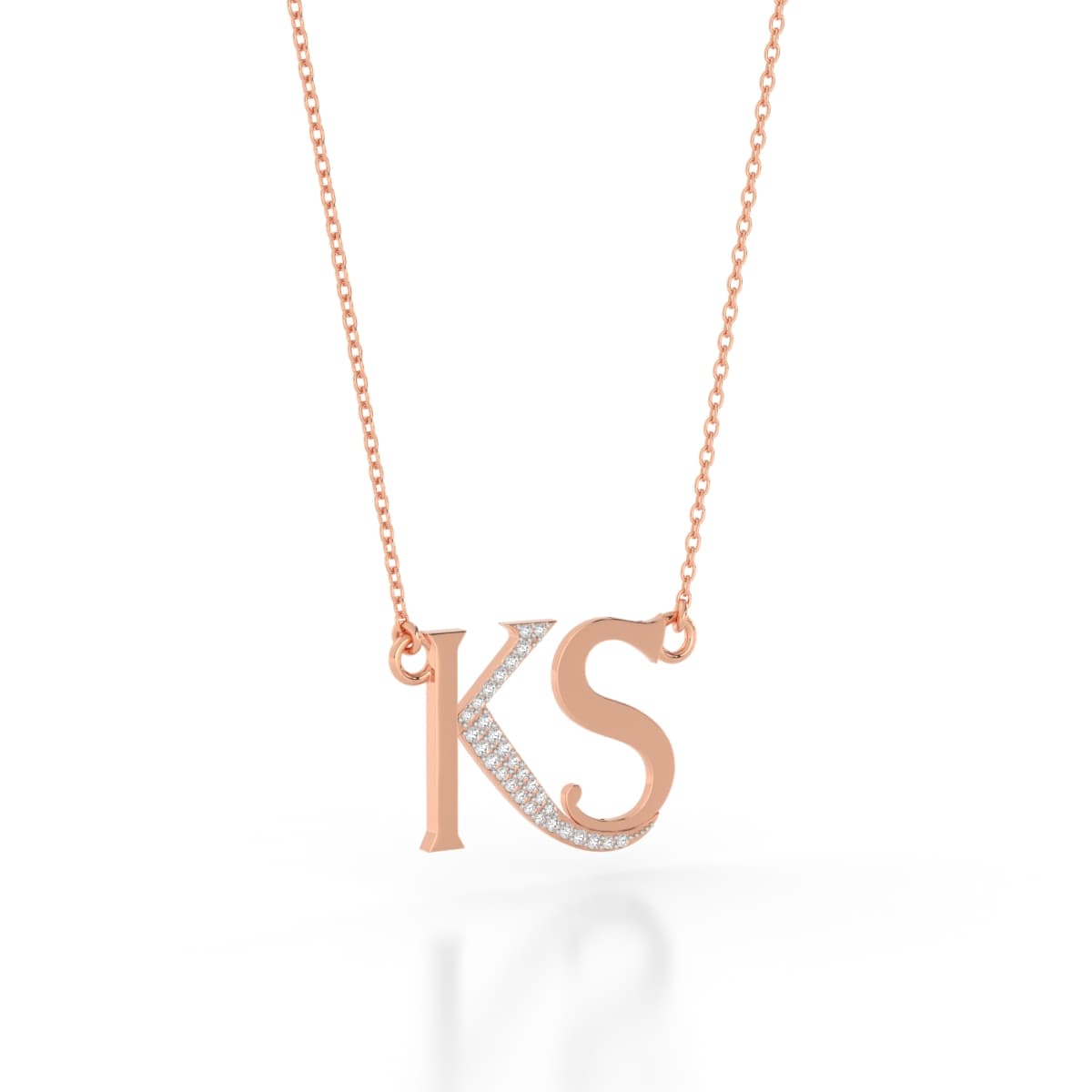 Initials KS Diamond Gold Pendant
