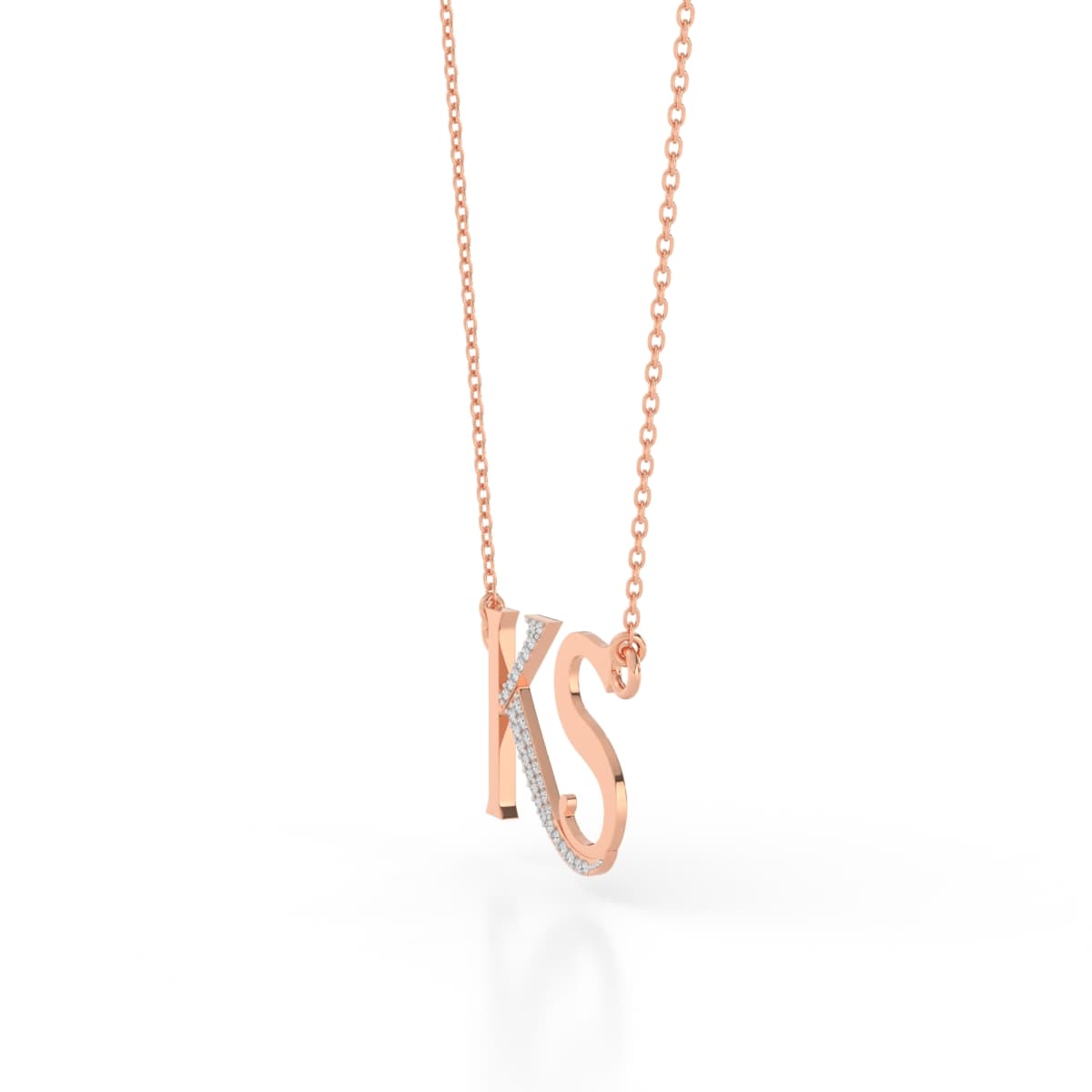 Initials KS Diamond Gold Pendant
