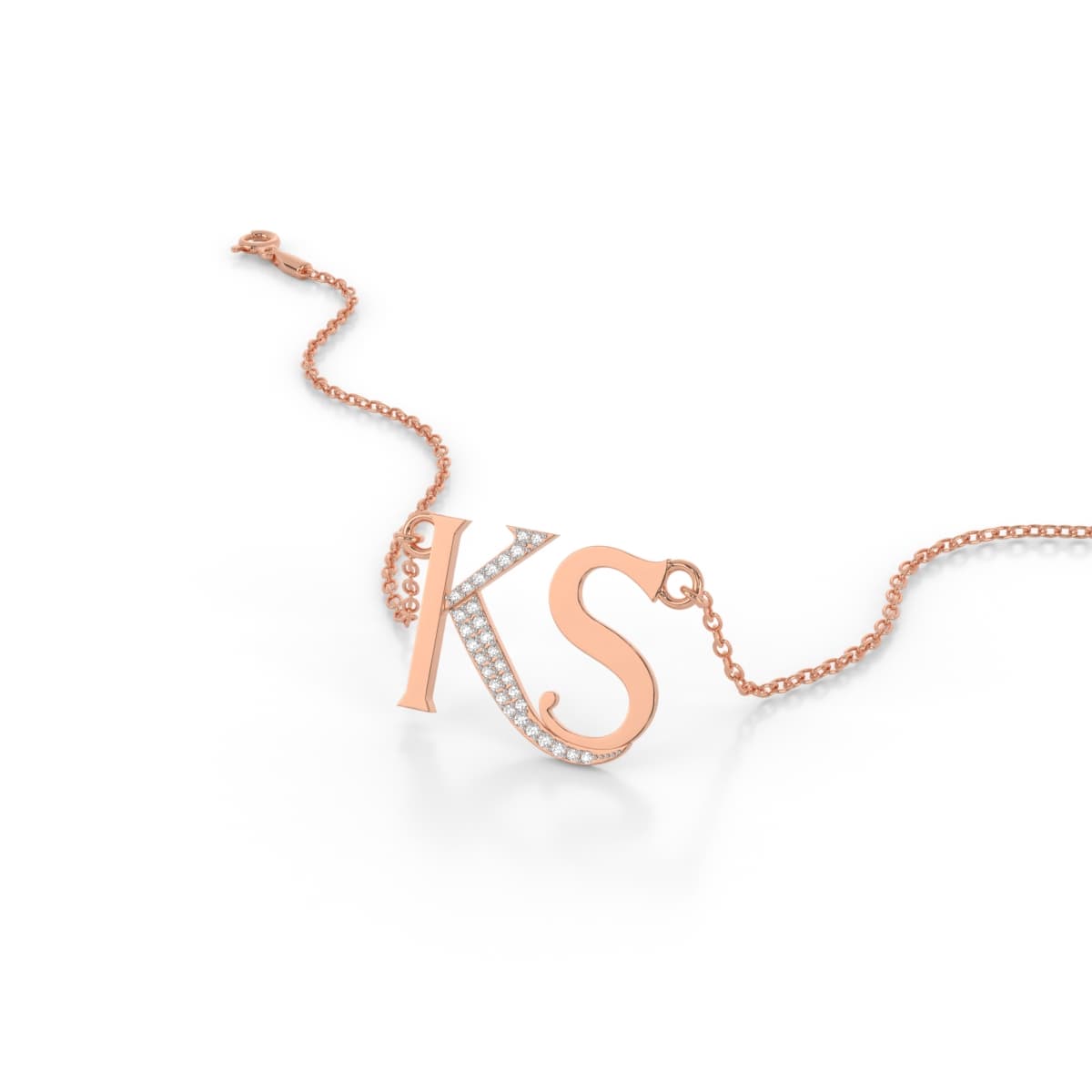 Initials KS Diamond Gold Pendant