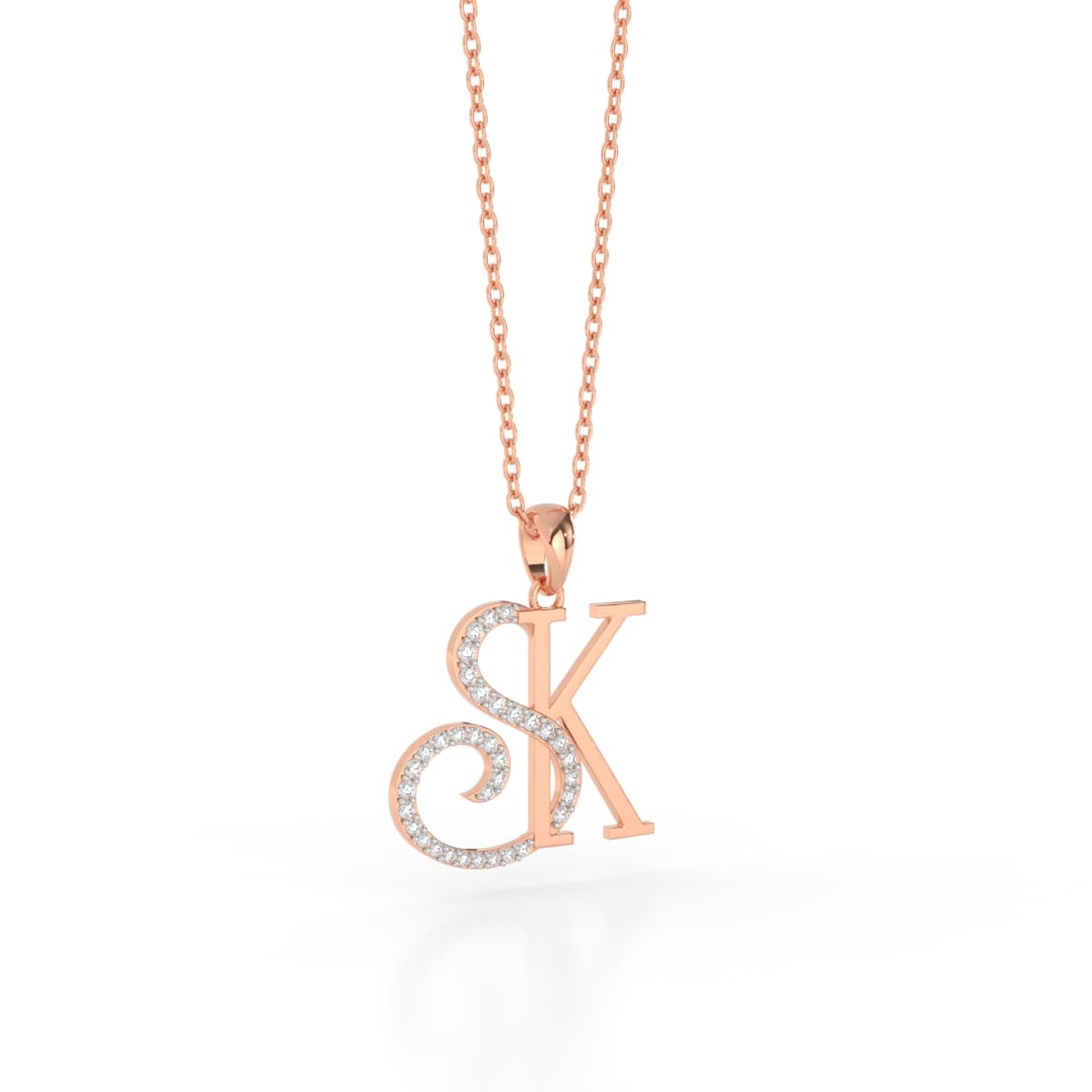 Soulmates Sparkle SK Initial Gold Pendant