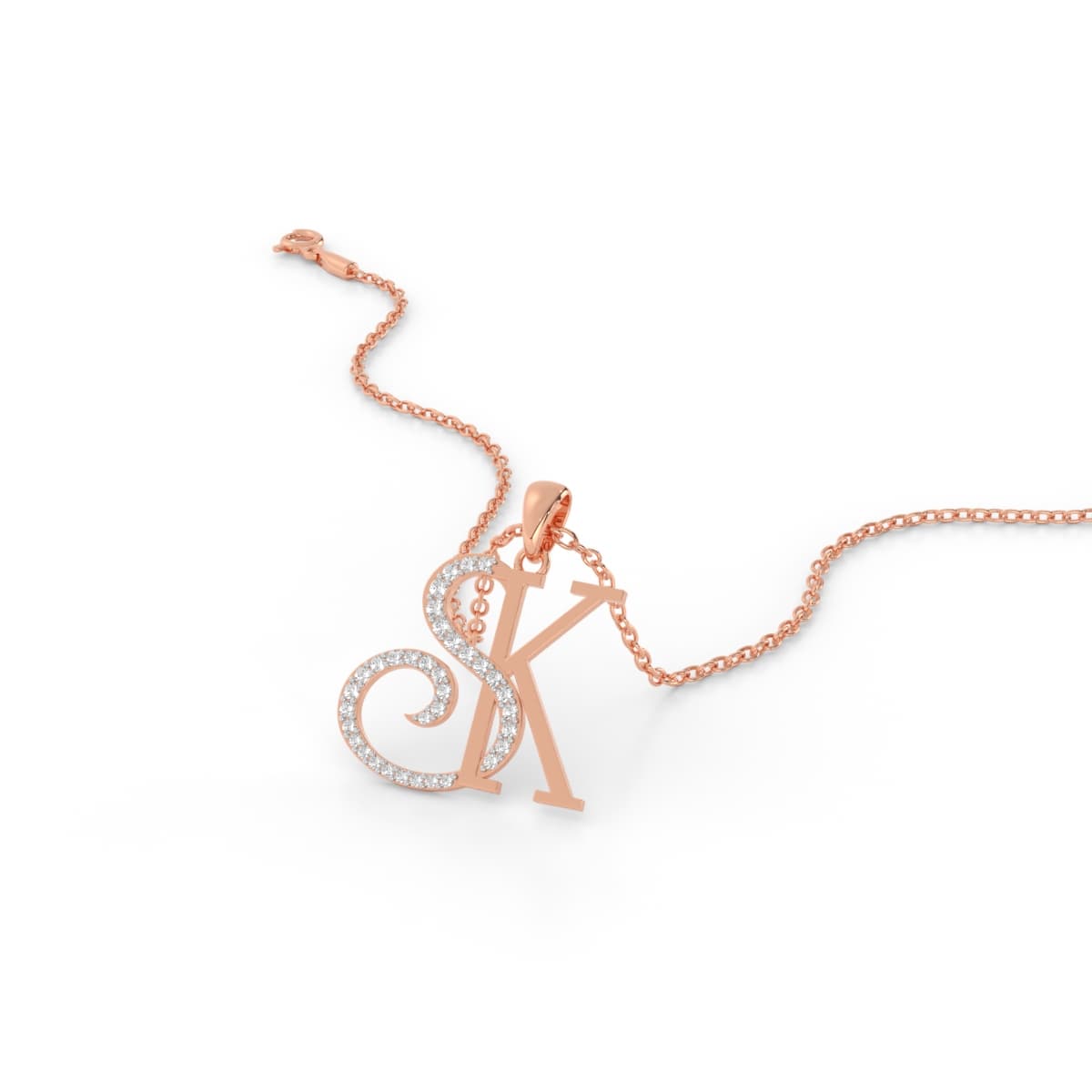 Soulmates Sparkle SK Initial Gold Pendant