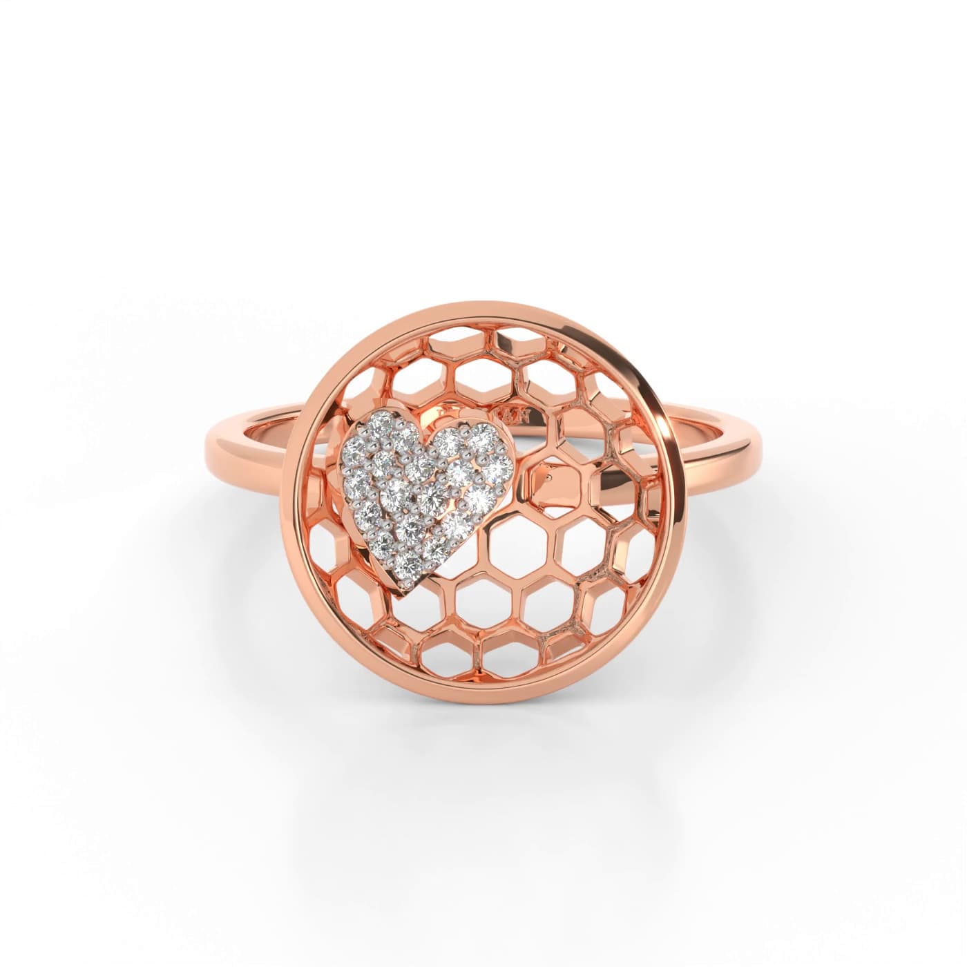 Round Hexagon Heart Diamond Ring For Women